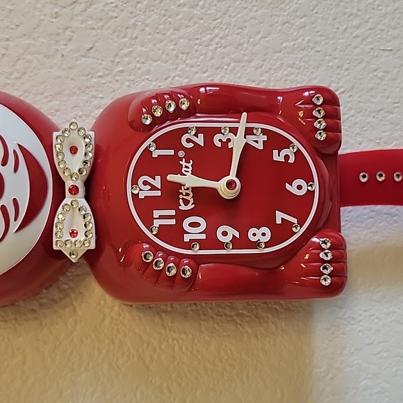 Jeweled Scarlet Red Kit-Cat Klock clock SUPER RARE - Picture 5 of 6